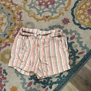 Briggs New York Pink and White Striped High Waist Drawstring Shorts